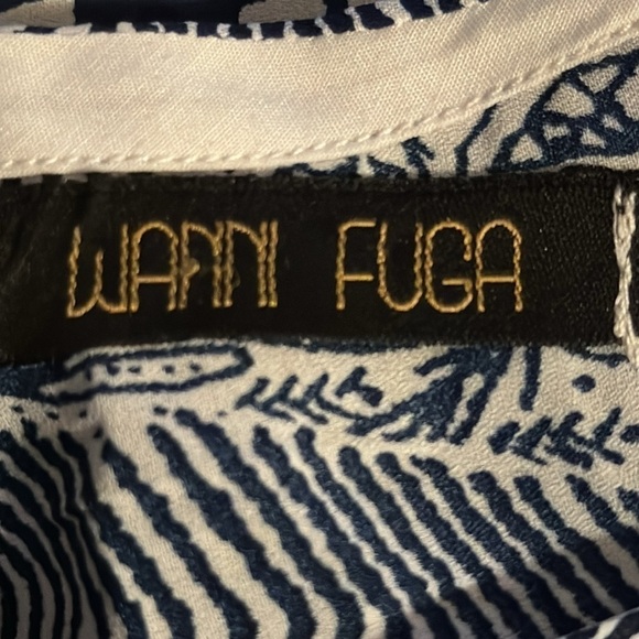 Wanni Fuga blue white pullover lightweight short sleeves top blouse Sz XL - 1X - Picture 4 of 4